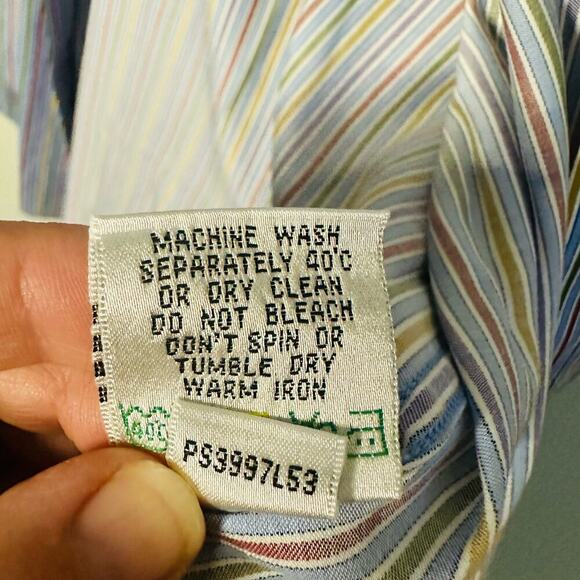 Bugatchi Classic Fit Multicolored Striped Button Down Collares Shirt size Medium - Picture 7 of 9